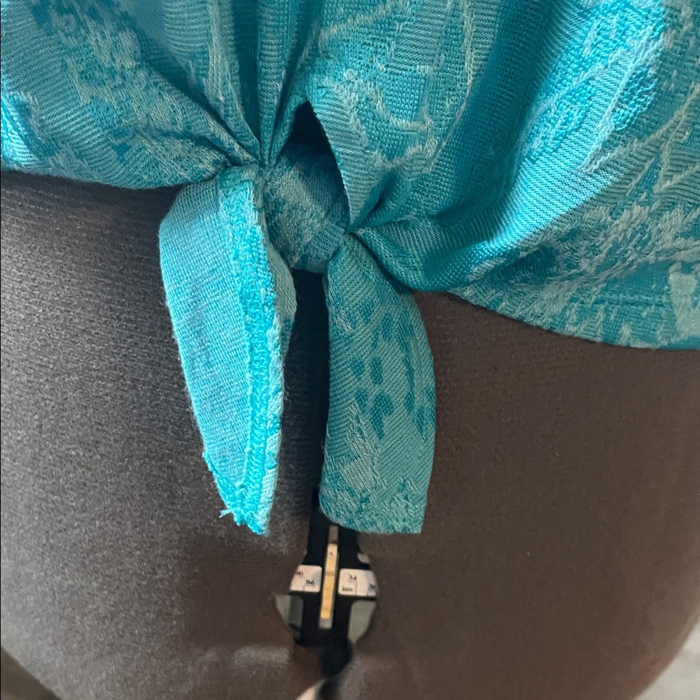 Chico's Teal V-Neck Tie-Front Floral Top - Picture 6 of 6